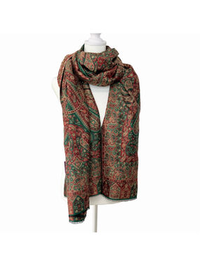 Ahujasons New Kanni Zari Paisley Scarf Red & Green Shawl Sari Stole